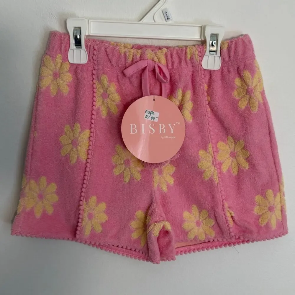 Bisby Pink Terry Cloth Yellow Flowers Shorts size 5